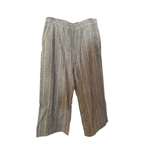 Eileen Fisher Hemp Organic Cotton Striped Tapered Straight Leg Pant Size Medium - Picture 2 of 5